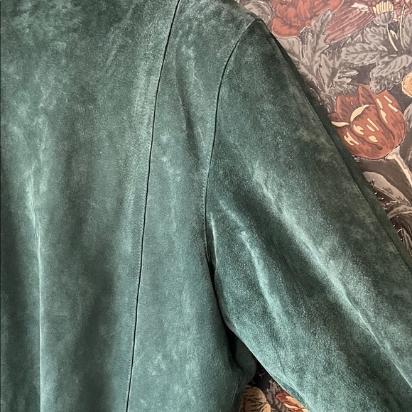 80s Vintage Green Suede Jacket M - Picture 6 of 12